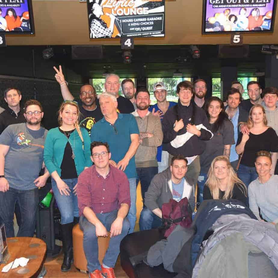 Mountainside Treatment Center Alumni Group Photo Bowling at Frames March 2019