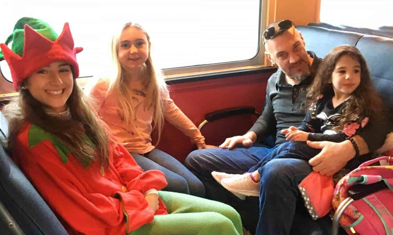 Mountainside alumni and family on Santa Express train
