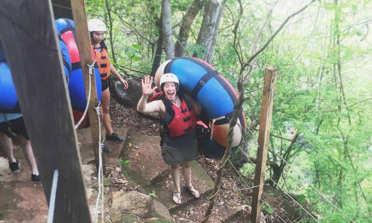 Woman holding tube at Mountainside Treatment Center Alumni 2017 Costa Rica trip