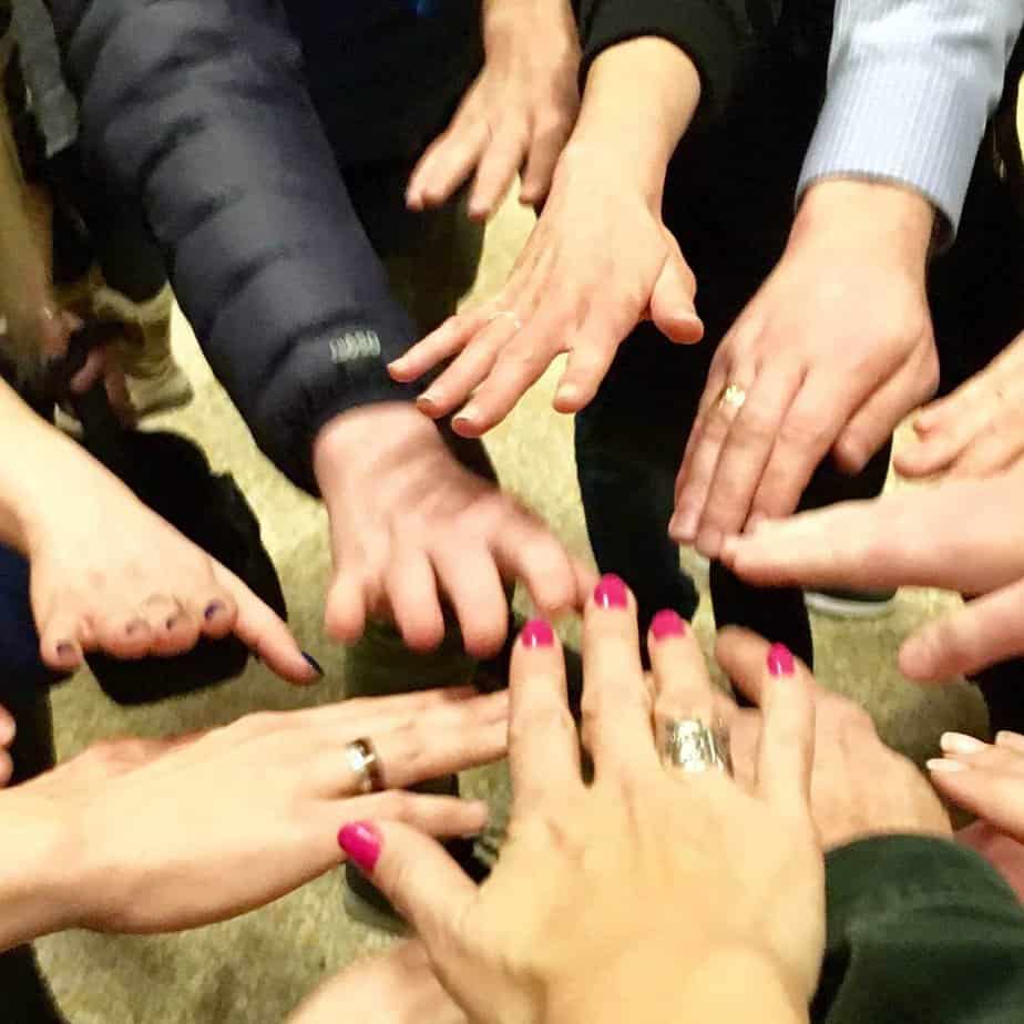 Hands in Circle Teamwork at Mountainside Treatment Center Alumni Met Museum Event in NYC