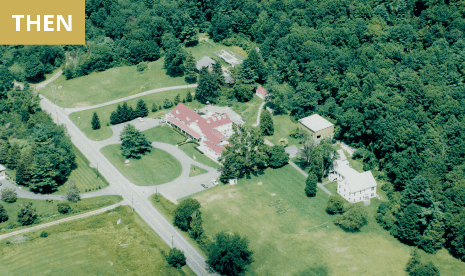 THEN: An aerial view of the Mountainside main campus in Canaan, CT
