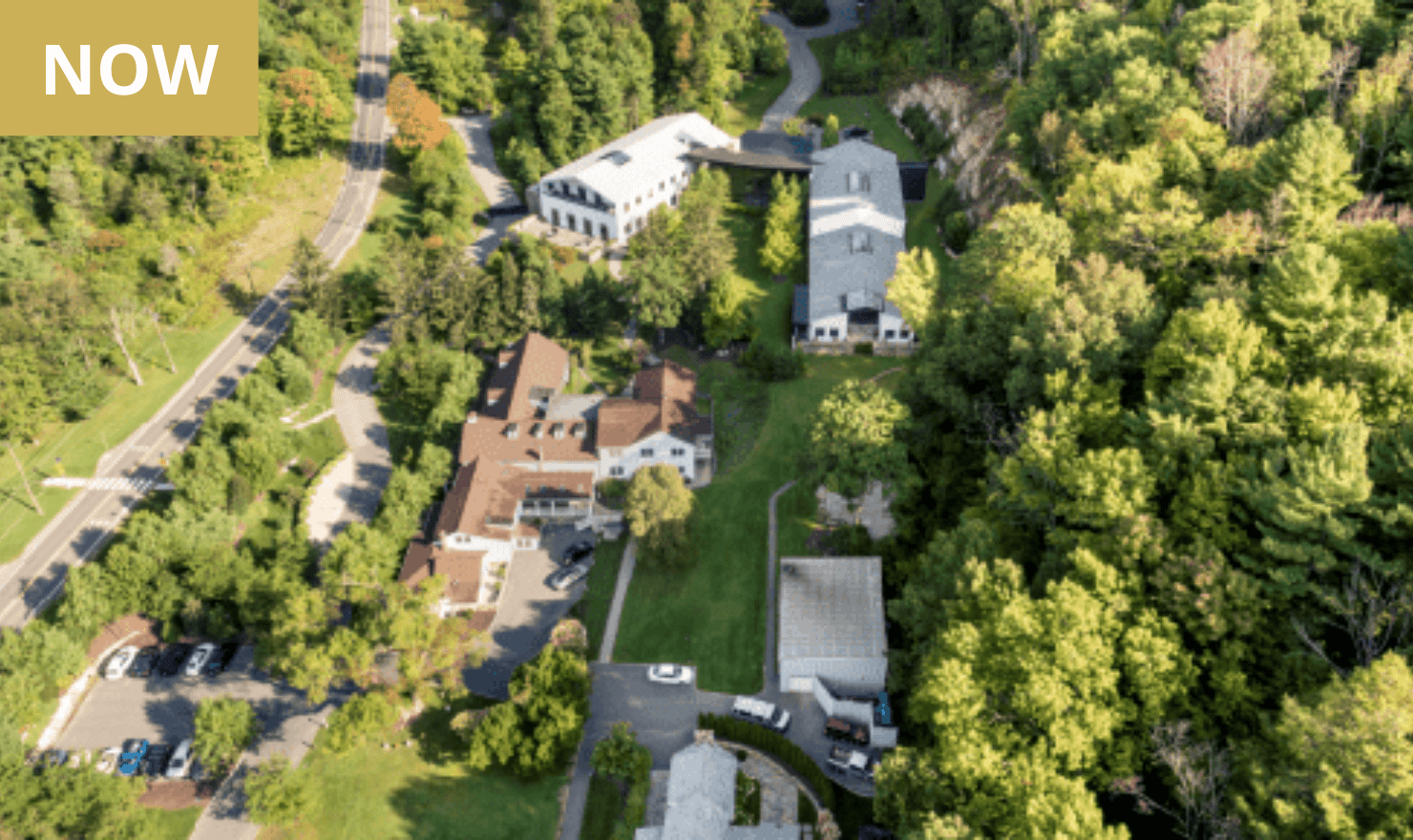 NOW: An aerial view of the Mountainside main campus in Canaan, CT
