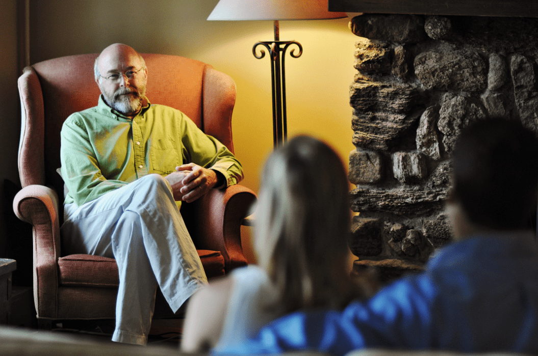 Family Counselor Bruce Dechert talks to patients in counseling session