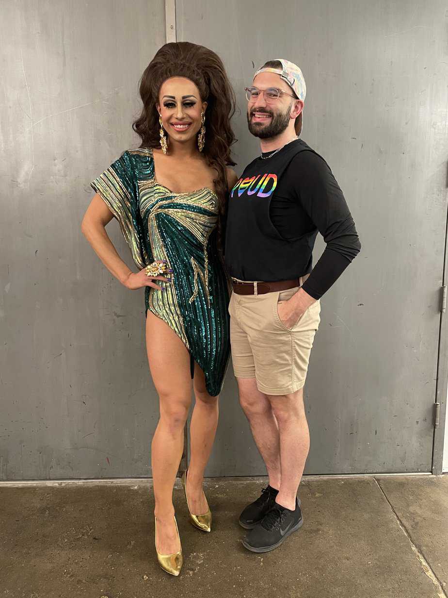 vincent standing next to a drag queen